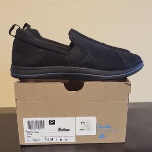 Clarks Black Loafers Sleek Slip-On Shoes